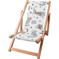 Dreamroots Kinder Liegestuhl klappbar Holz, bis zu 130 kg, Sonnenliege klappbar mit 3-stufiger Neigungsregulierung der Rückenlehne, Cartoon Funny Cats