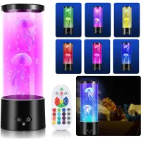 Jiubiaz LED Quallen Nachtlichter Lava Lampe RGB Stimmungslampe 3 Stufen der Helligkeit Künstliche
