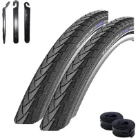 Schwalbe 2 x Marathon Plus Performance SmartGuard E-50 schwarz-Reflex 40-584 (27,5 x 1,50") + 2 x Schläuche AV21 inkl. Reifenheber