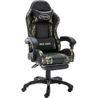Syfax Gaming-Stuhl mit Fußstütze Schwarz und Tarnmuster Kunstleder