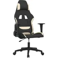 Syfax Gaming-Stuhl mit Massagefunktion Schwarz und Creme Stoff