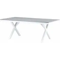 Furnlux Classic FURNLUX Outdoor-esstisch Garcia Grau Und Weiss 100cm / Hauptfarbe: Grau / Abmessungen: 100 x 200 x 74 cm