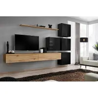 AEA Holzmöbel Wohnwand TV-Ständer Wand Regal Komplett Luxus Garnitur Set