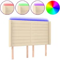 Syfax LED Kopfteil Creme 147x16x118/128 cm Stoff