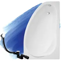 Badland Eckbadewanne Badewanne Marea RECHTS 150x100 mit Ablaufgarnitur und Füßen GRATIS ohne Verkleidung