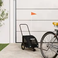 vidaXL "im Angebot" Fahrradanhänger Hunde - Stoff-Haustierfahrradanhänger - Schwarz Oxford-Gewebe und Eisen - Fahrradanhänger CC25210