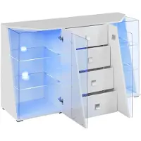 AEA Luxus Kommode Weiß 2x Vitrine Wohnwand Wohnzimmer Set Holz Modern Möbel