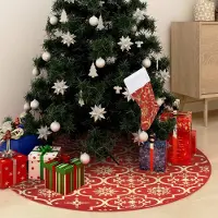 Prolenta Maison Exclusive - Luxus-Weihnachtsbaumrock mit Socke Rot 122 cm Stoff