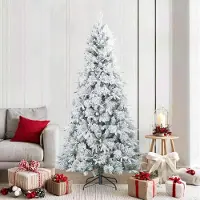vidaXL "Schlussverkauf" Künstlicher Scharnier-Weihnachtsbaum(1 pc) - Kunstbaum/Tannenbaum - schneebedeckt Weiß 210 cm C8199
