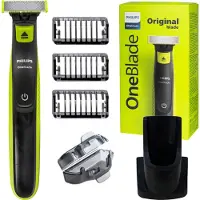 Philips OneBlade Rasierer QP2724 10 Grün mit Ständer und 3 Aufsätzen