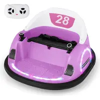 Costway 12V Autoscooter Kinder, Elektro Bumper Car mit Fernbedienung, 360° Drehnug, Musik & Licht, Kinder Elektroauto für Kleinkinder 18 Monaten+ Rosa