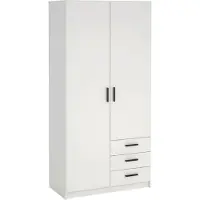 Dmora Kleiderschrank 2 Türen Mare, Schlafzimmermöbel, Schrank, Garderobe, 99x50 h200 cm, Weiß