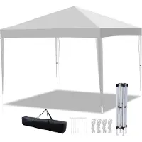 TolleTour Pavillon 3x3m ohn Seiten, Festzelt Faltpavillon Gartenzelt, UV-Schutz, für Garten Terrasse Feier Party weiß