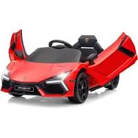 FCH Lamborghini Revuelto, 12V Kinder-Elektroauto mit 2.4GHz Fernbedienung, drei Geschwindigkeitsstufen, Rot