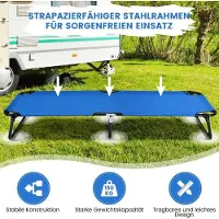 Northix Tragbares zusammenklappbares Campingbett 190 cm Langes Stoff-Schlafbett Blau