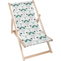 Dreamroots klappbar Holz, bis zu 130 kg, Sonnenliege klappbar mit 3-stufiger Neigungsregulierung der Rückenlehne, Floral And Green Butterflies