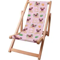 Dreamroots Kinder Liegestuhl klappbar Holz bis zu 130 kg, Sonnenliege klappbar mit 3-stufiger Neigungsregulierung der Rückenlehne, Happy Small Dogs