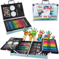 VERK 18229_N Großes Set im Koffer für kleine Maler, 145 Teile, blau