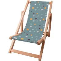 Dreamroots Kinder Liegestuhl klappbar Holz bis zu 130 kg, Sonnenliege klappbar mit 3-stufiger Neigungsregulierung der Rückenlehne, Colorful Dots