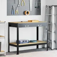 vidaXL "Schlussverkauf" Werkbänke - - mit Schubladen Schwarz 114x54x91 cm Holzwerkstoff C17735