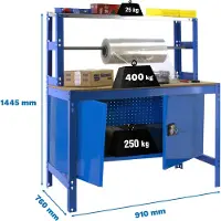 Simon Rack SIMONWORK BT4 CABINET 900 BLAU/HOLZ Metallwerkbank