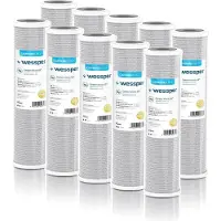 Wessper 10x 10" Aktivkohle Filter für Umkehrosmose, Kokos Filterkartusche, Wasserspeiseleitung & Partikelfiltration – 5 Micron