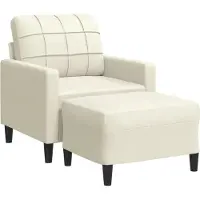 Syfax Sessel mit Hocker Creme 60 cm Samt