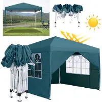 XMTECH 3x3 m Faltpavillon wasserdicht Pavillion Gartenzelt Gartenpavillon Partyzelt UV-Schutz mit 4 Seitenwänden, Festzelt für Markt, Garten, Hof, Grün