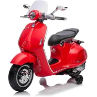 Beneo Elektrischer Aufsitz-Scooter Vespa 946 mit Rückwärtsgang, rot, lizenziert, Zusatzräder, Lithiumbatterie, 2 x 30-W-Motoren, Ledersitz, MP3-Player mit USB-Eingang
