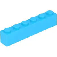 LEGO 100 Stück 3009 Stein Brick 1x6 Part Basic Steine 100 Mittleres Azurblau