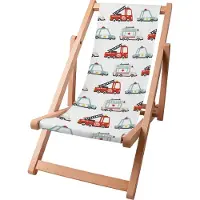 Dreamroots Kinder Liegestuhl klappbar Holz bis zu 130 kg, Sonnenliege klappbar mit 3-stufiger Neigungsregulierung der Rückenlehne, Emergency Vehicles