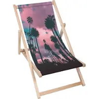 Dreamroots Liegestuhl klappbar Holz bis zu 130 kg, Sonnenliege klappbar mit 3-stufiger Neigungsregulierung der Rückenlehne, Clouds And Palms