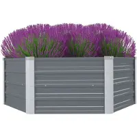 vidaXL Hochwertig Hochbeet 129 x 129 x 46 cm Verzinkter Stahl Grau 42405