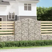 vidaXL "Rabatt" Gabionen mit Hochbogen 3 Stk. - Stabile Konstruktion - 200x50x180/200cm Verzinktes Eisen - Beete CC7298
