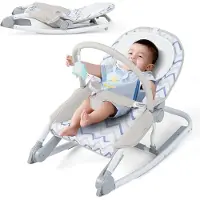 StarTech.com Babywippe & Babyschaukel - Klappbar 2‑in‑1 - Rückenlehne 3‑fach Verstellbar - Abnehmbarer Spielbogen - Sicherheitsgurt - Für 0–6 Monate - Bis 5 kg - Grau