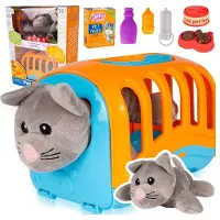 Malplay Tiertransporter mit Maskottchen Katze Pflege Zubehör Spielzeug Karma Kuscheltiere ab 3 Jahren Geschenk