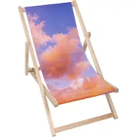 Dreamroots Liegestuhl klappbar Holz bis zu 130 kg, Sonnenliege klappbar mit 3-stufiger Neigungsregulierung der Rückenlehne, Colourfull Clouds