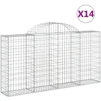 vidaXL Gabionen mit Hochbogen 14Stk. 200x30x100/120cm Verzinktes Eisen