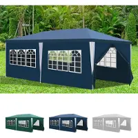 Jayseuw Pavillon 3x6m, Festzelt Gartenzelt Wasserdicht, UV-Schutz, mit 5 Seitenteilen und 1 Eingängen, für Garten Terrasse Feier Party, Blau