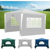 Jayseuw 3 x 3 m Garten Pavillon mit 4 Seitenteilen tragbares wasserdichtes Zelt Partyzelt, für Garten Terrasse Feier Party,weiß