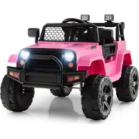 Costway 12V Elektroauto für Kinder, Kinderfahrzeug 2,5-4,5 km/h, für Jungen und Mädchen ab 3 Jahre (Rosa)