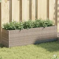 vidaXL "2024"Modernen Hochbeet mit 3 Fächern Grau 105x30x32 cm Poly Rattan Design Beete 7885999