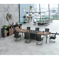 AEA Komplettbüro Konferenztisch Schränke Bürotisch Schwarz Holz Büro 4tlg