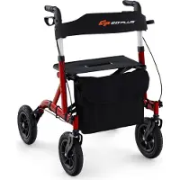Northix Faltbarer Leichtgewicht-Rollator mit Sitz, Aluminium, 136 kg Tragkraft