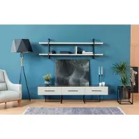 AEA Wohnwand Design Wandregal TV-Ständer Regal Wohnzimmer Holz Einrichtung