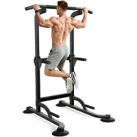 Bigzzia Multifunktional Power Tower Dip Station - Ergonomisch Kraftstation - mit Klimmzugstange für Zuhause - 10-stufige Höhenverstellung 170–210 cm - 200 kg