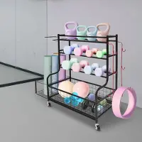 StarTech.com Home-Gym Aufbewahrungswagen - Gerätehalter mit Rollen - Für Yogamatten & Trainingszubehör - Tragkraft 160 kg - Schwarz