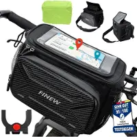 Sonstiges 6L FINEW Fahrradlenkertasche mit Lenkeradapter und Touchscreen - Wasserdicht, Abnehmbarer Schultergurt, Regenschutz