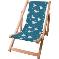 Dreamroots Kinder Liegestuhl klappbar Holz, bis 130 kg, Sonnenliege klappbar mit 3-stufiger Neigungsregulierung der Rückenlehne,Magical Pink Unicorn