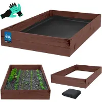 KOTARBAU Hochbeet für Garten 120x100x18cm Gemüsebeet mit Vlies Kräuterbeet Handschuhe mit Krallen Blumenkasten aus imprägniertem Kiefernholz Braun